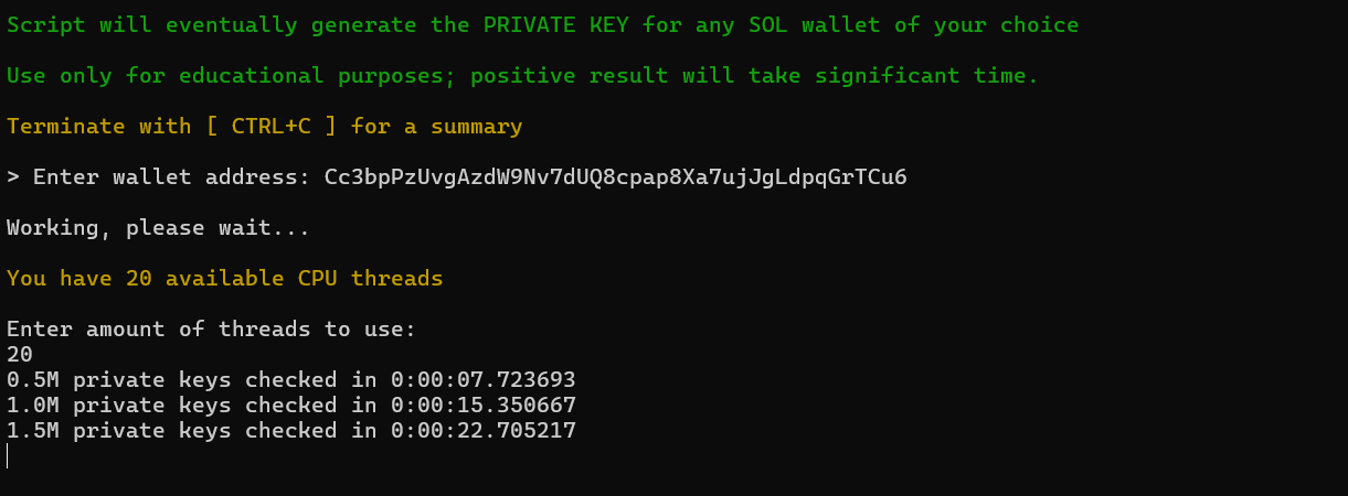 Solana Wallet Private Key Finder – Multiprocessing Edition