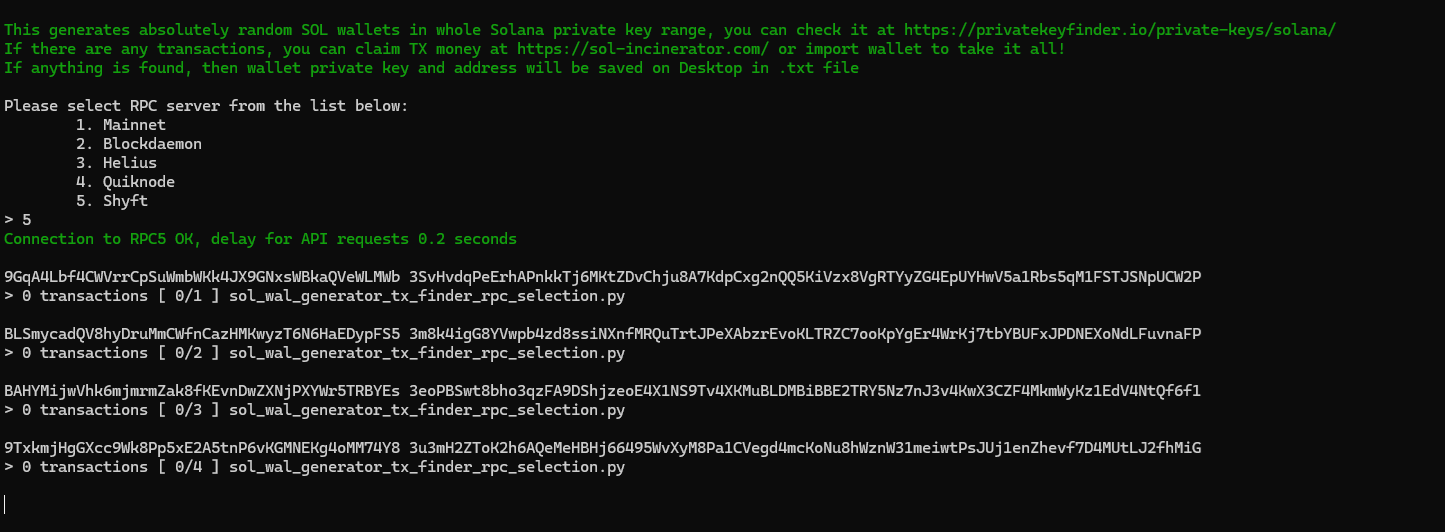 SOL Wallet Generator and Transaction Finder